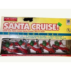 Club Santa Santa Cruise 10 Light Set - Indoor/Outdoor Use - Santa Cruisin' in St